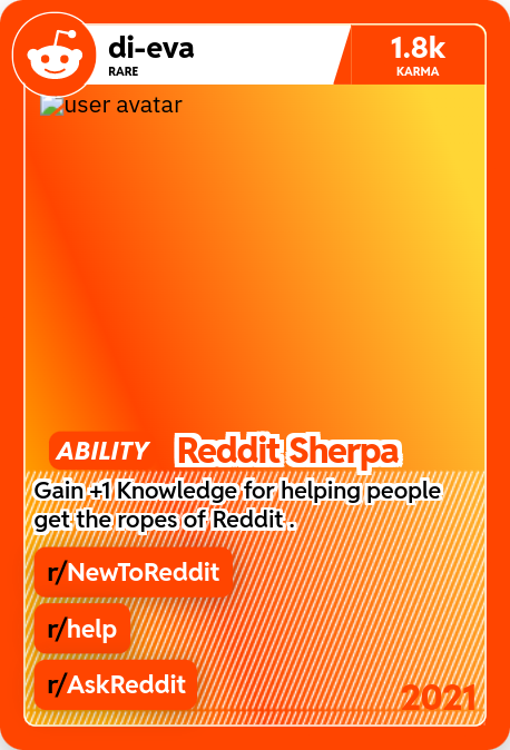 My Trading Card: Reddit Sherpa & Invisibility Cloak